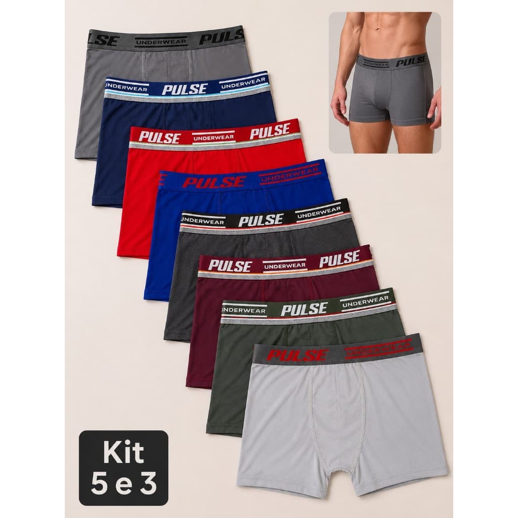 Kit Com 5 ou 3 Cuecas Boxer De Microfibra Adulto Box Masculina Lisas