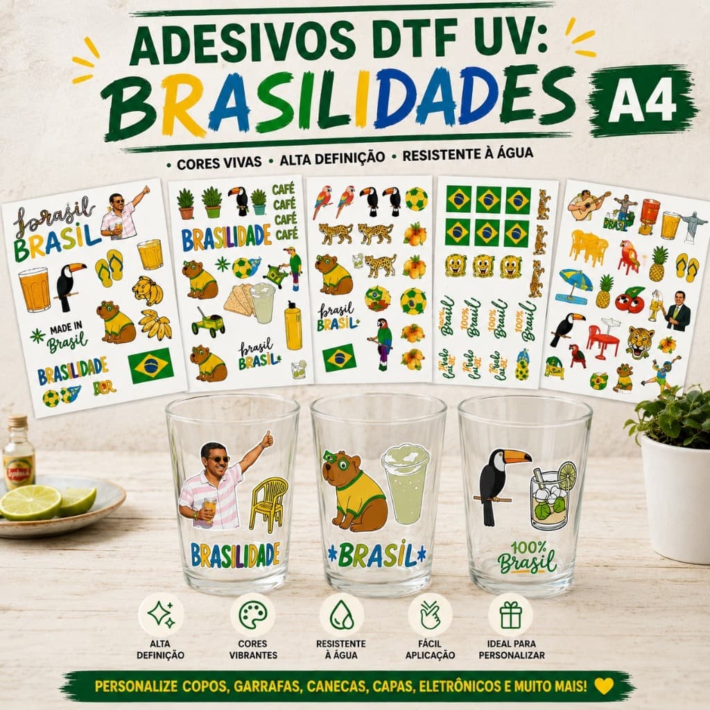 Cartela Adesivo DTF UV - Copa Brasilidades