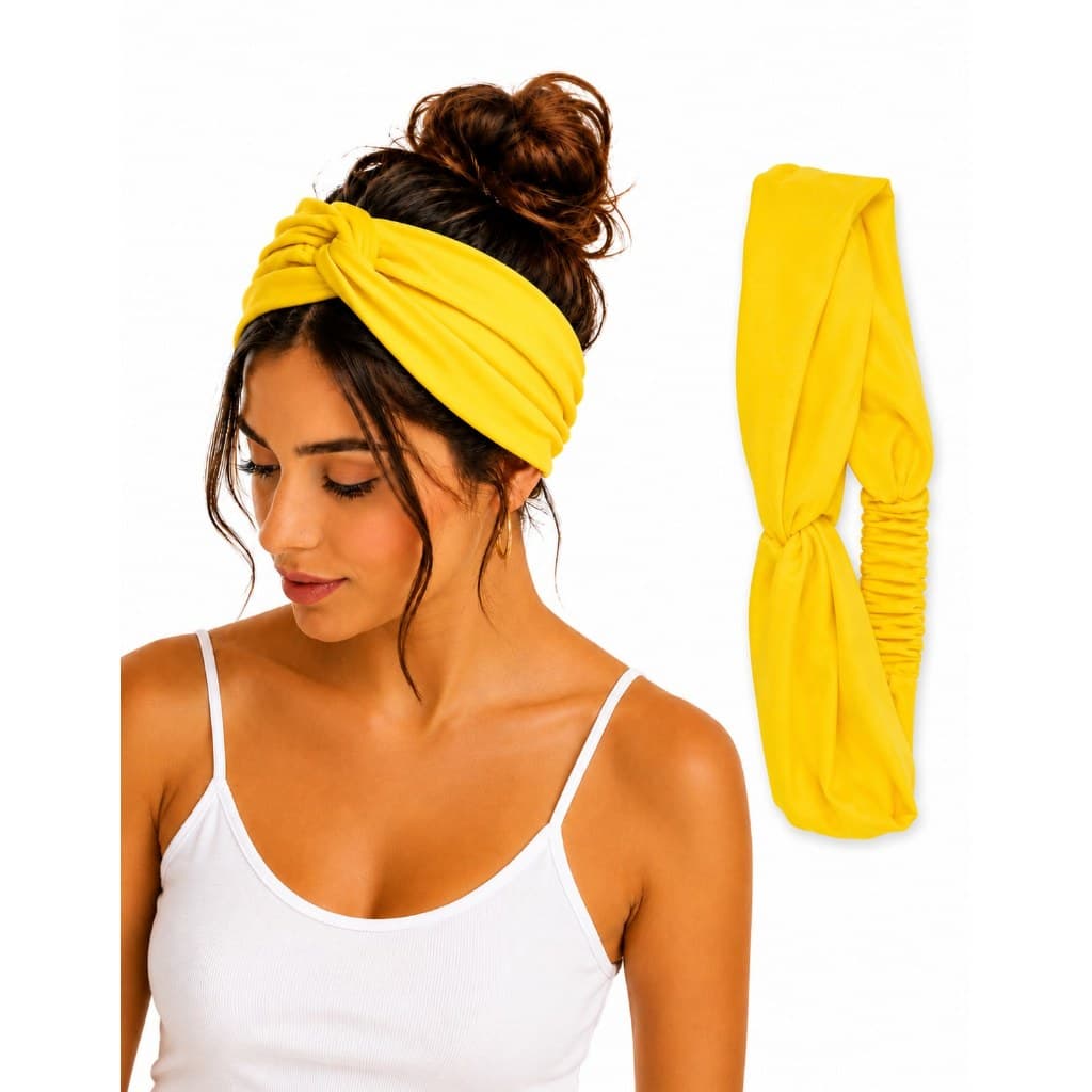 Faixa de Cabelo Amarela Turbante Nó Torcido Feminina