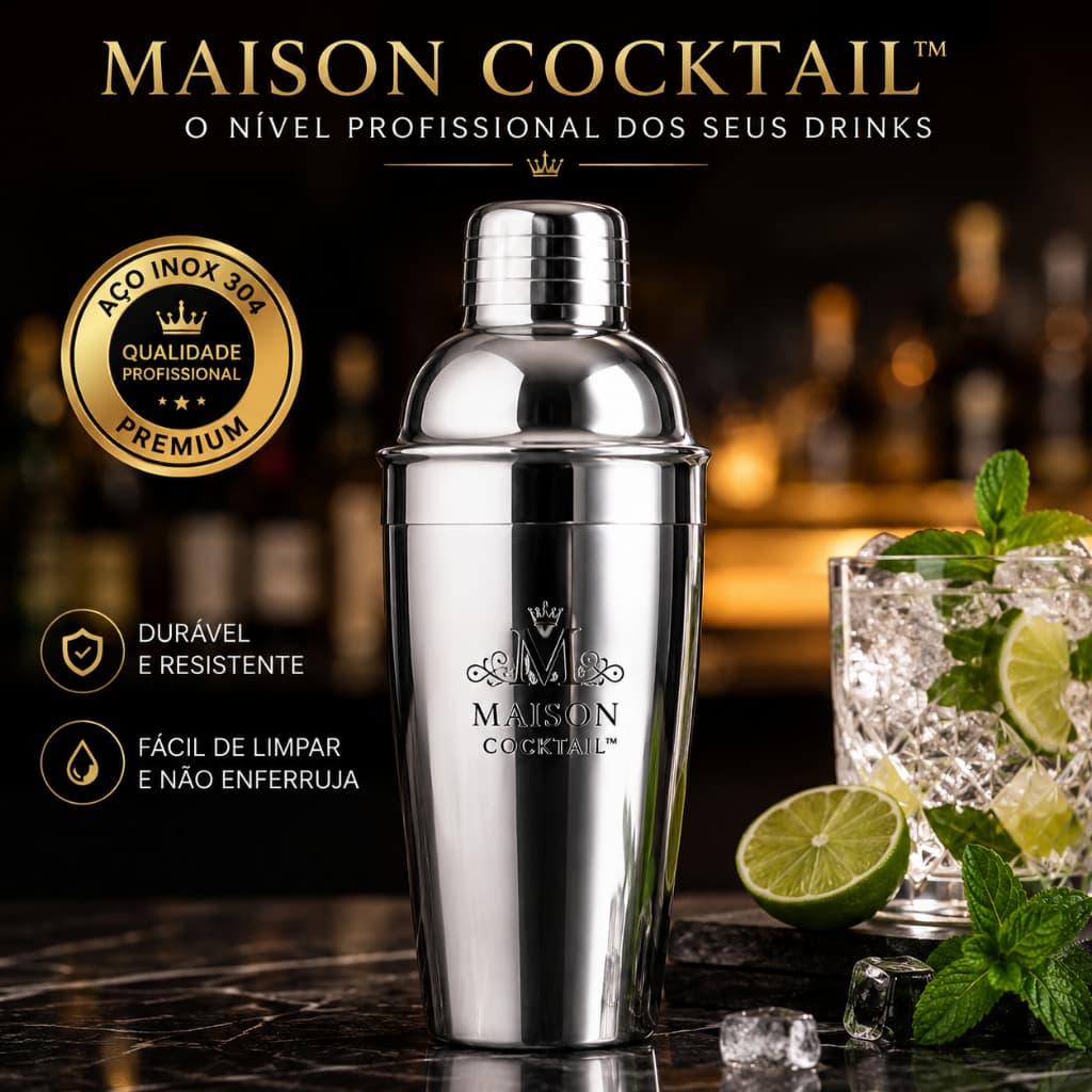 Coqueteleira Inox Profissional 500ml para Drinks e Coquetéis