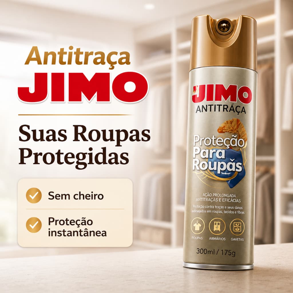 Jimo Anti Traça Aerosol 300ml Sem Cheiro Proteção Roupas Guarda Roupa Armários Livros