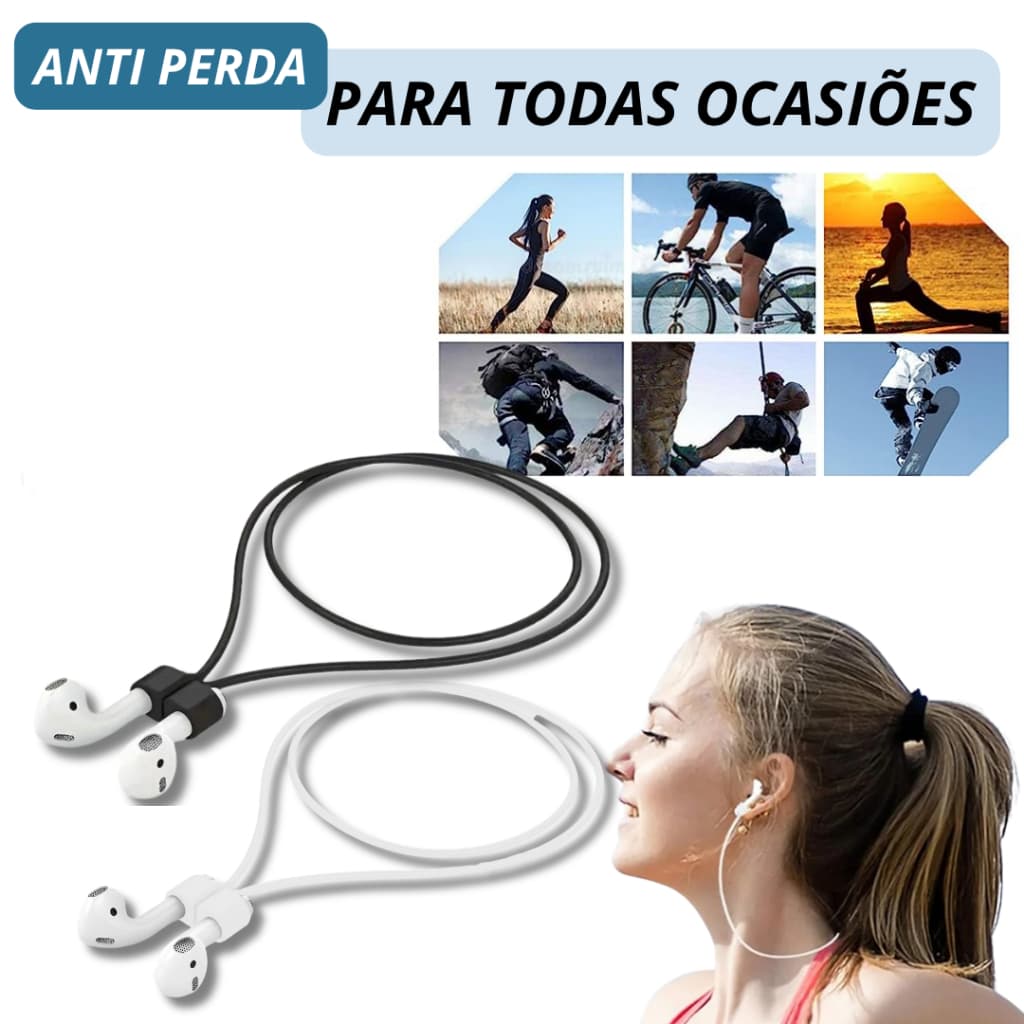 Kit 2 Fio Anti-Perda Magnético Cordão AirPods 1ª 2ª 3ª 4ª Pro Samsung Galaxy Buds JBL Bluetooth 70cm
