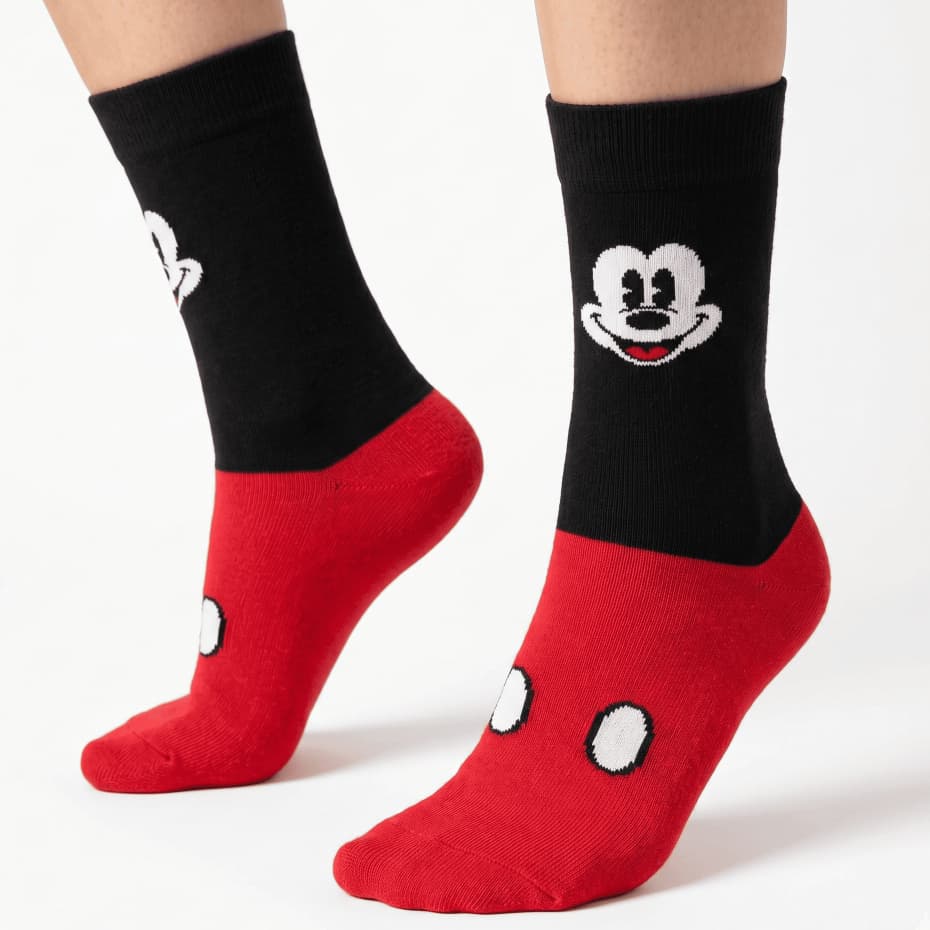 Meia Infantil Menina Personagem Divertida Rosa Cano Médio Casual Algodão Disney Estampada Dia a Dia Mickey