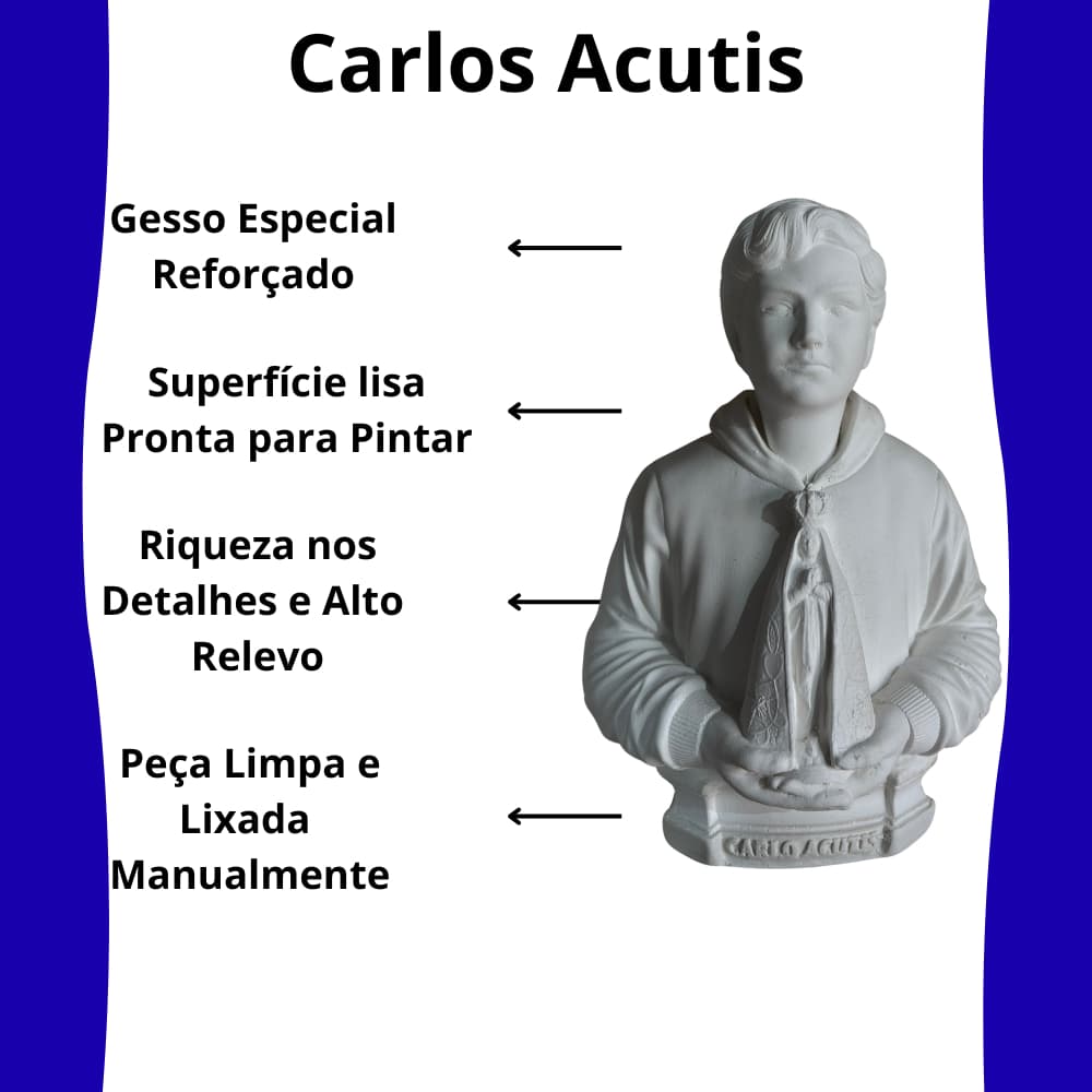 Imagem Carlo Acutis 20cm Gesso Cru Para Pintar Padroeiro