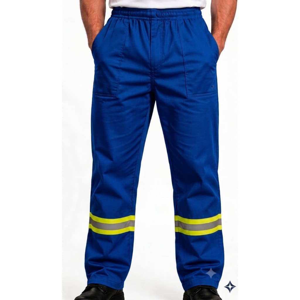 Calça Gabardine Masculina Com Faixa Refletora Alta Visibilidade EPI Obra