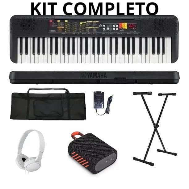 KIT Teclado Musical F52 Yamaha Capa Suporte Fone Caixinha