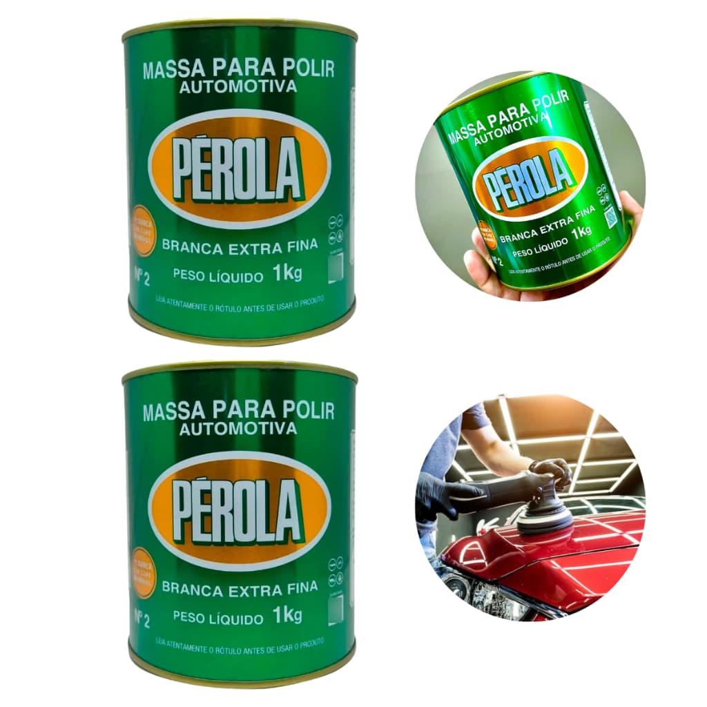 Massa De Polir Pérola Nº2 Extra Fina Branca 1kg Base Água Automotiva Para Acabamento Brilho Intenso