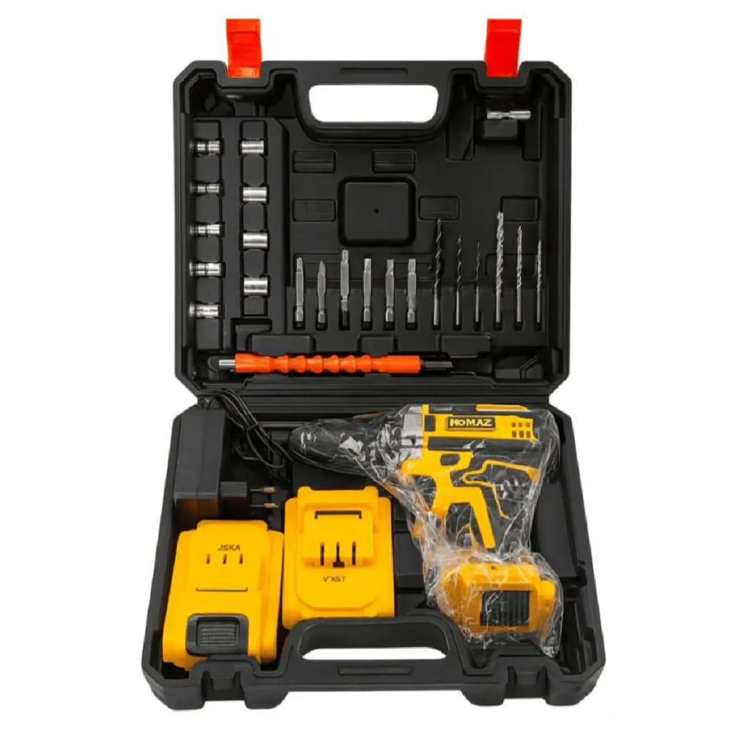 Kit Parafusadeira Furadeira Impacto Sem Fio 2 Baterias Potente Maleta 36V Brocas The Power DC1009