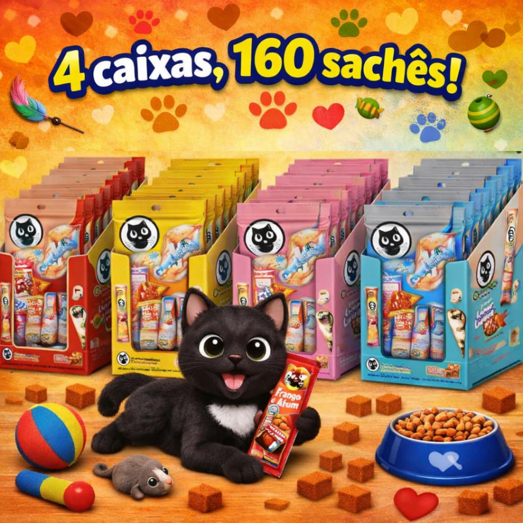 ChuChups Patê Cream Petisco Para Gatos Snack Cremoso - Display 40 Pacotes 160 Sachês de 15g Cada