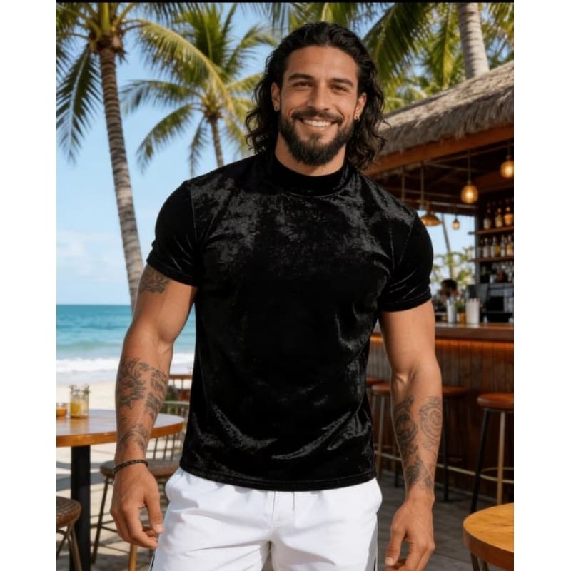 Blusa star em veludo cristal  moda masculina