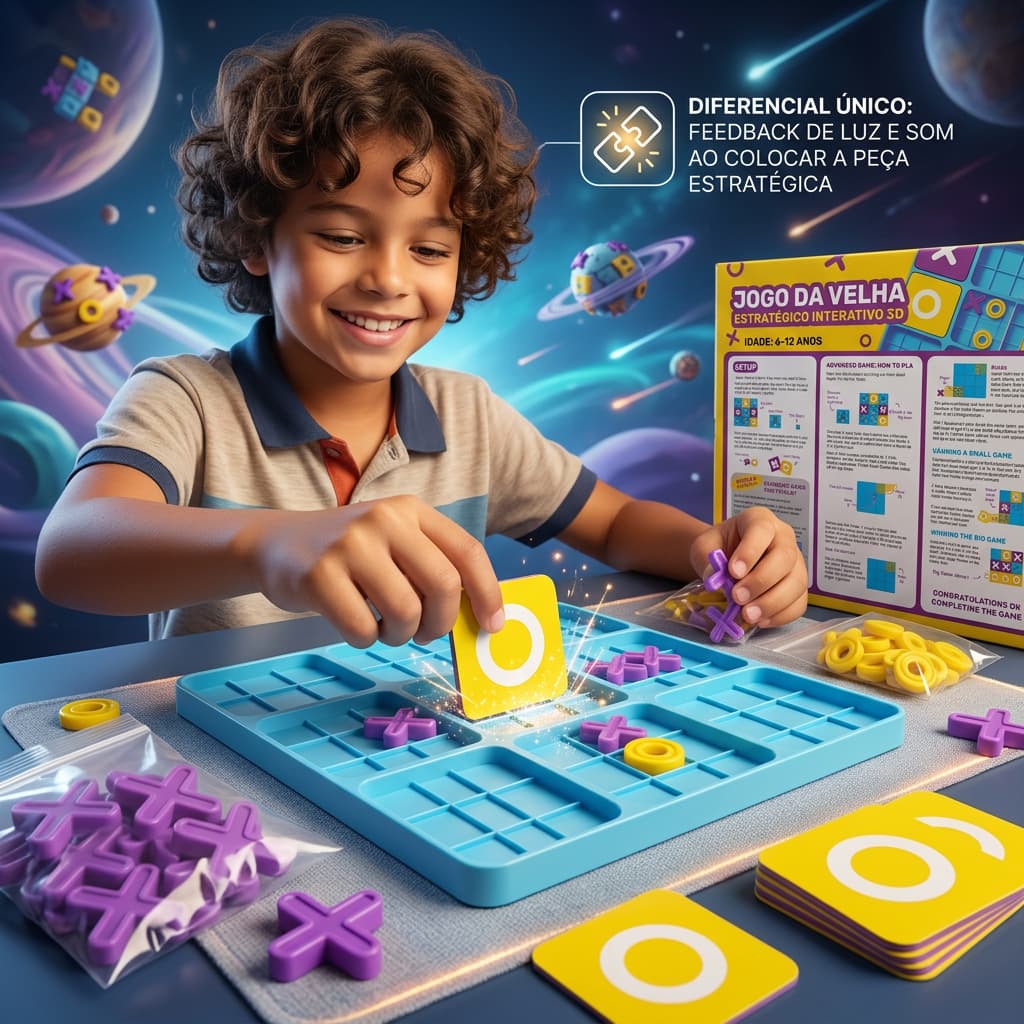 Jogo da Velha Duplo 3D Estratégico com Cartas de Desafio Tabuleiro Educativo Desenvolvimento do Raciocínio Lógico Conce