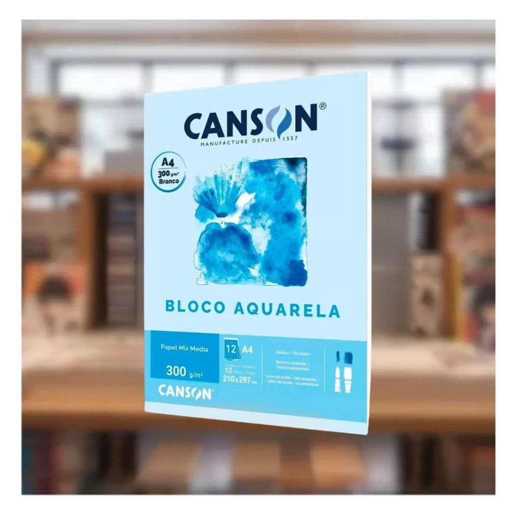 Bloco Aquarela Universitário A4 12 Folhas 300gm²