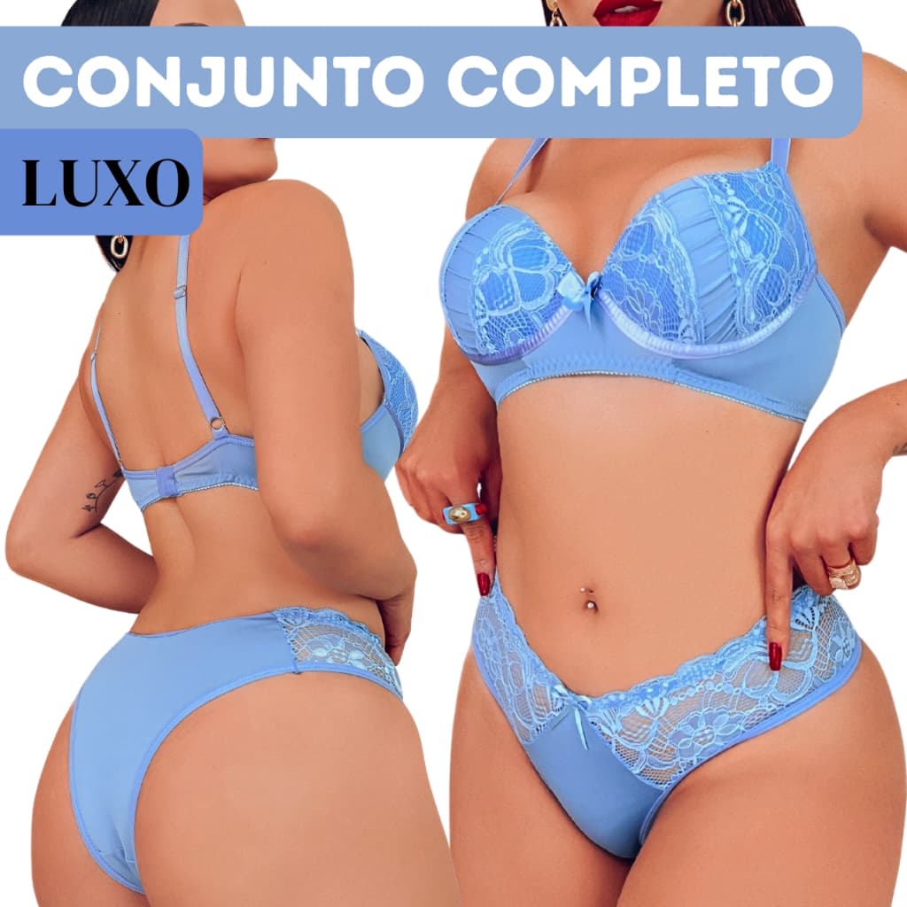 Moda Íntima Conjunto Calcinha e Soutien Com Bojo Rendado Sustentação Pronta Entrega Conforto do Dia Dia