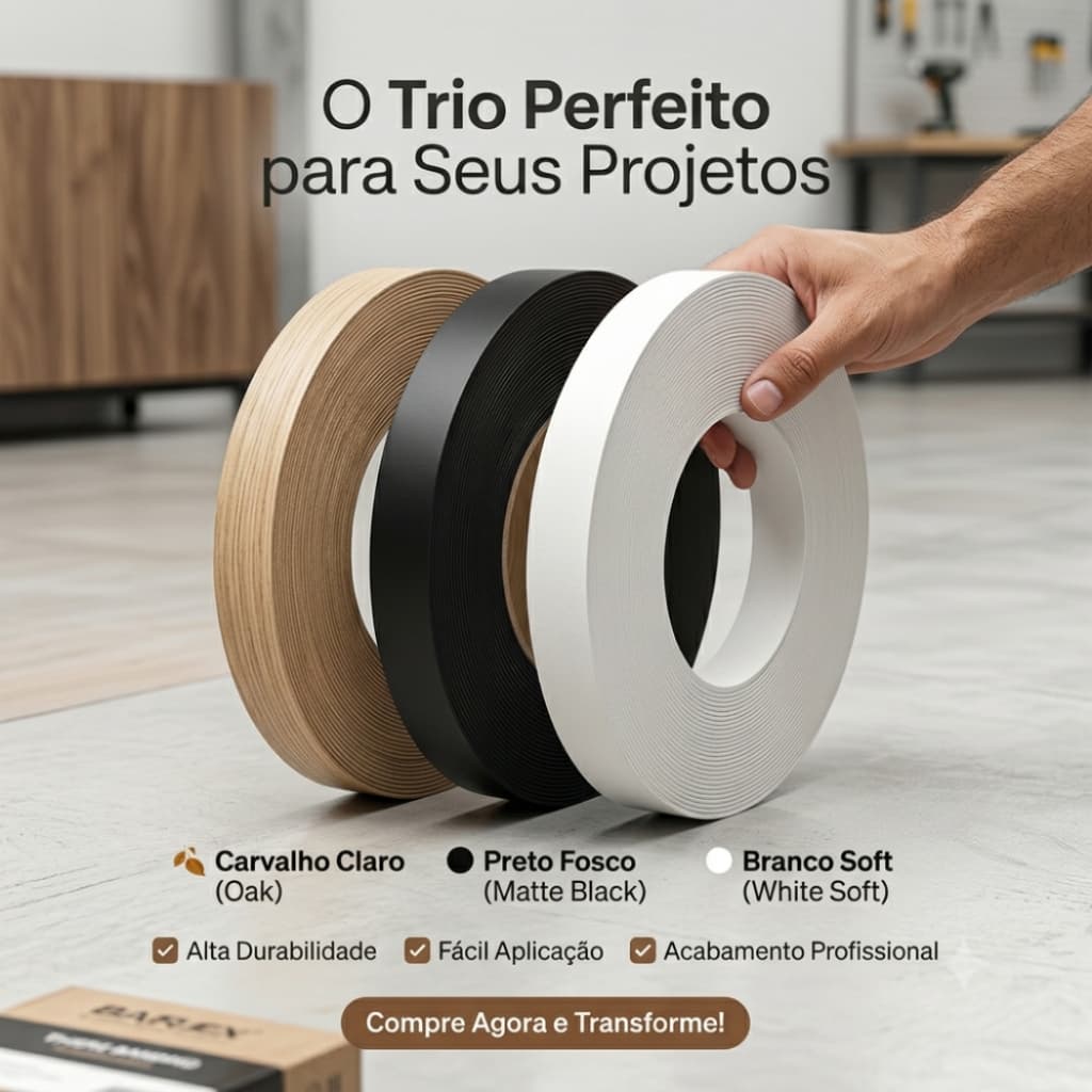 Fita De Borda 20M Melaminica Para Acabamento Móveis MDF 19mm