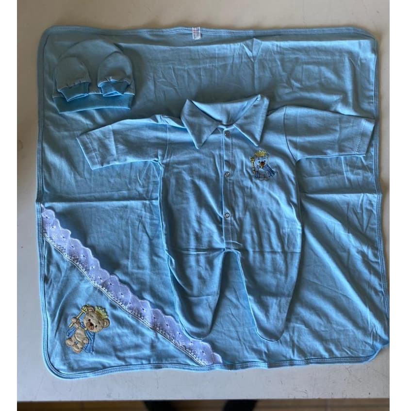 Saída De Maternidade Para Bebê Menino Com 5 Peças Tema Realeza