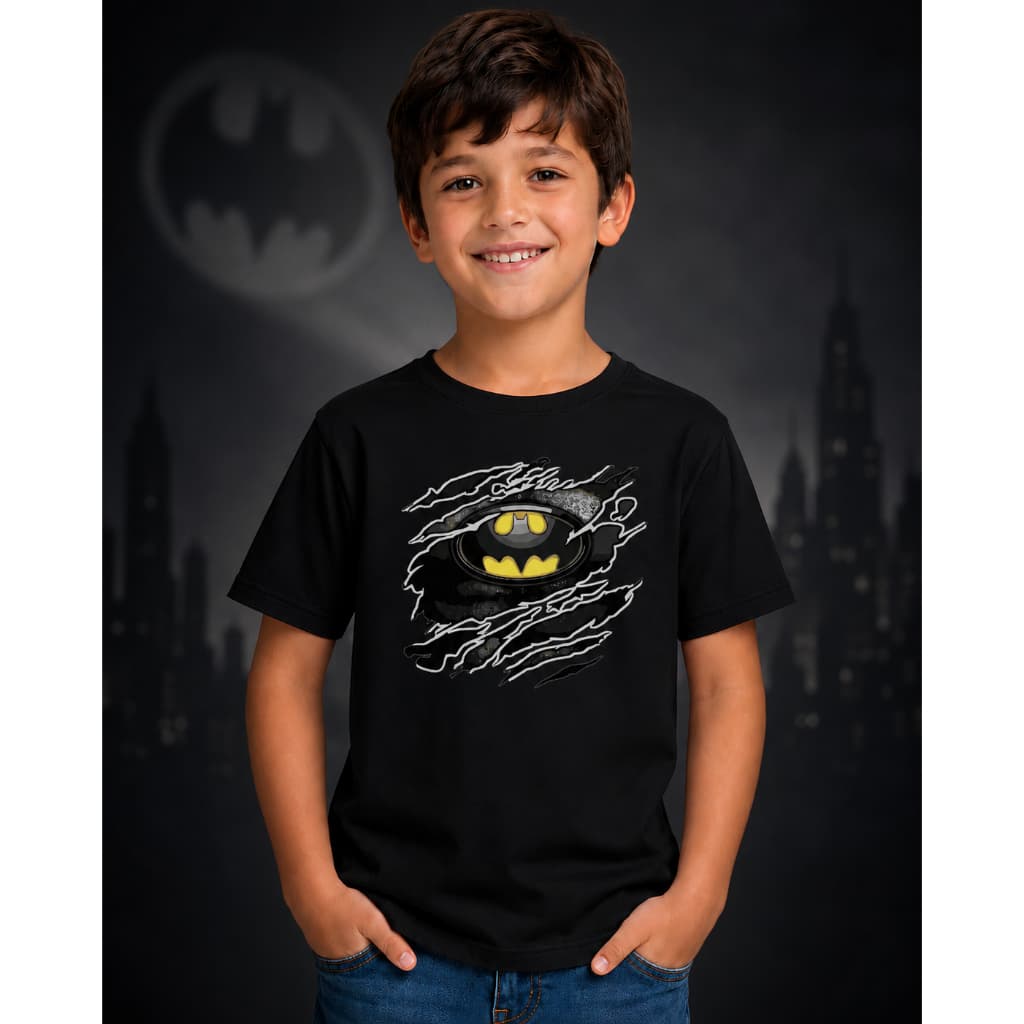 Camiseta Infantil Batman em 100% Algodão