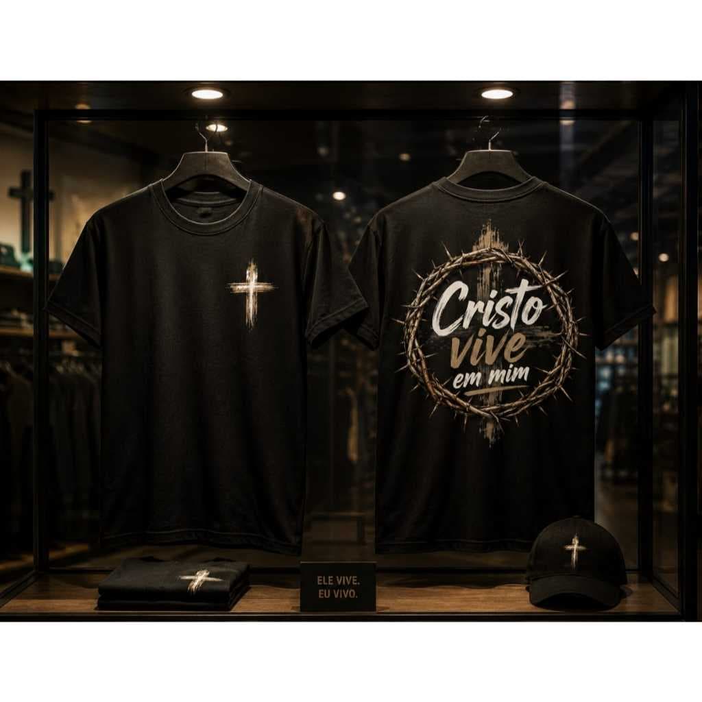 Camiseta biblica de otima qualidade "Cristo vive em mim" disign moderno otima qualidade unissex confortavel