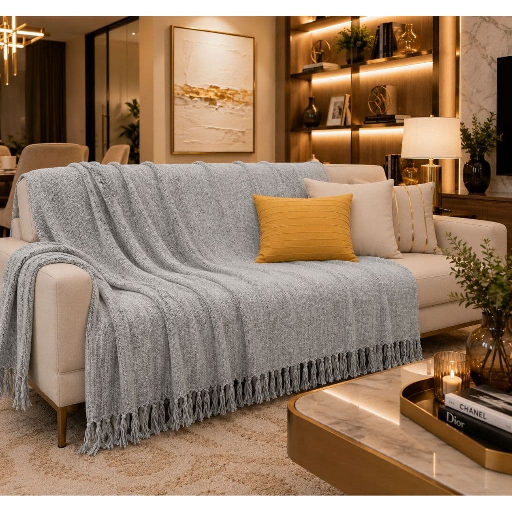 Manta Para Sofá Gigante 2,40x1,80 Algodão Luxo Decorativa Sala Cama