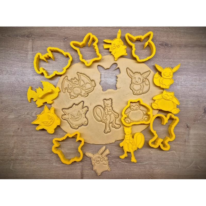 Cortadores de Biscoito Pokémon com Carimbo – Ideal para Uso em Casa e Festas