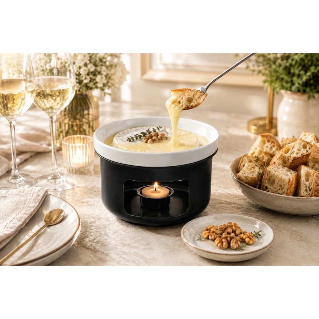 Aparelho De Fondue Para Queijo Brie Prato De Cerâmica Porcenala Com Espatula Entrada Aperitivo Servir Aparelho Serviço