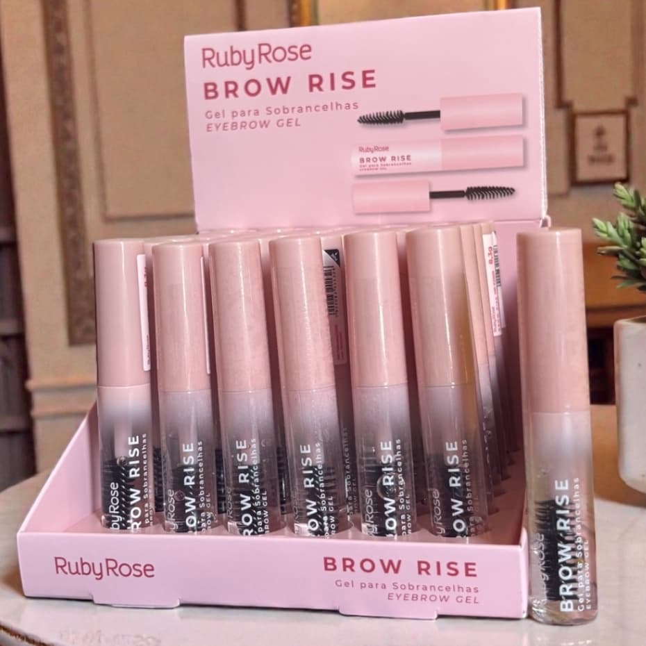 Kit C/5 Gel Fixador de Sobrancelhas Incolor Brow Rise Ruby Rose Longa Duração Efeito Brow Lamination Natural