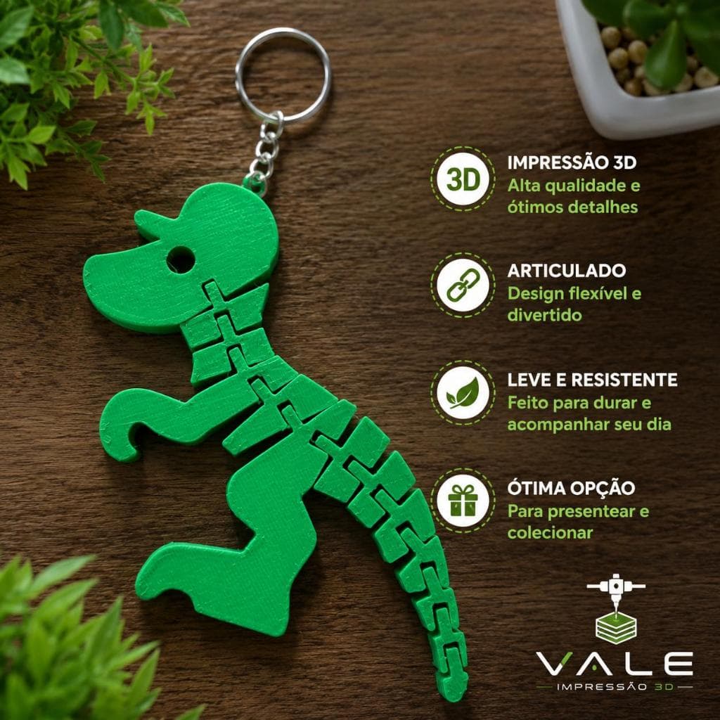 🦖 Chaveiro Dino Articulado – 1 unidade