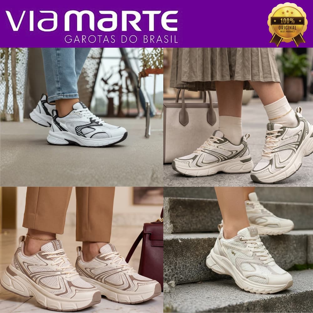 Tênis Via Marte Feminino Casual Confortável Esporte Flatform Estiloso Dia a Dia Academia 24001001 Original