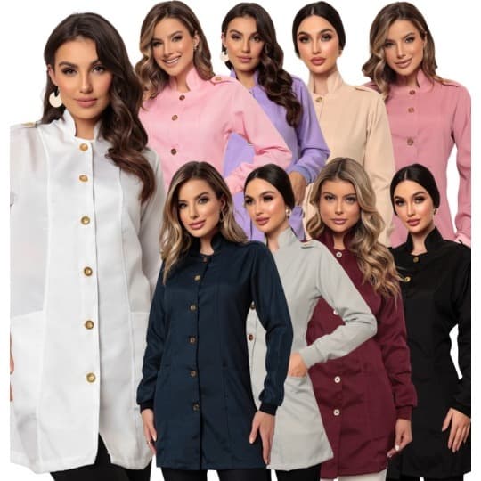 Jaleco Feminino Oxford Luxo Botão Bless Várias Cores Gardenia Jalecos