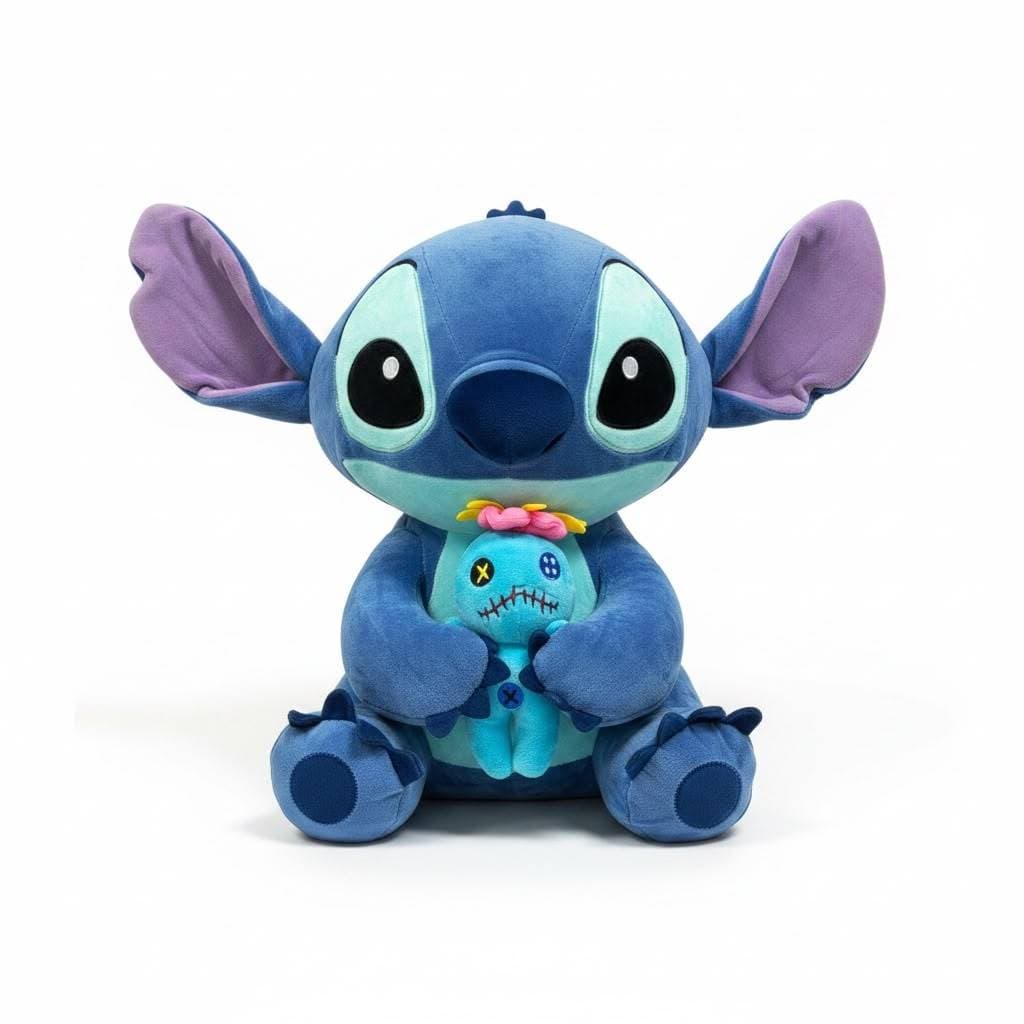 Pelúcia Lilo Stitch Angel 40cm + Xepa Scrum 15cm Azul Macio Presente Brinquedo Oferta