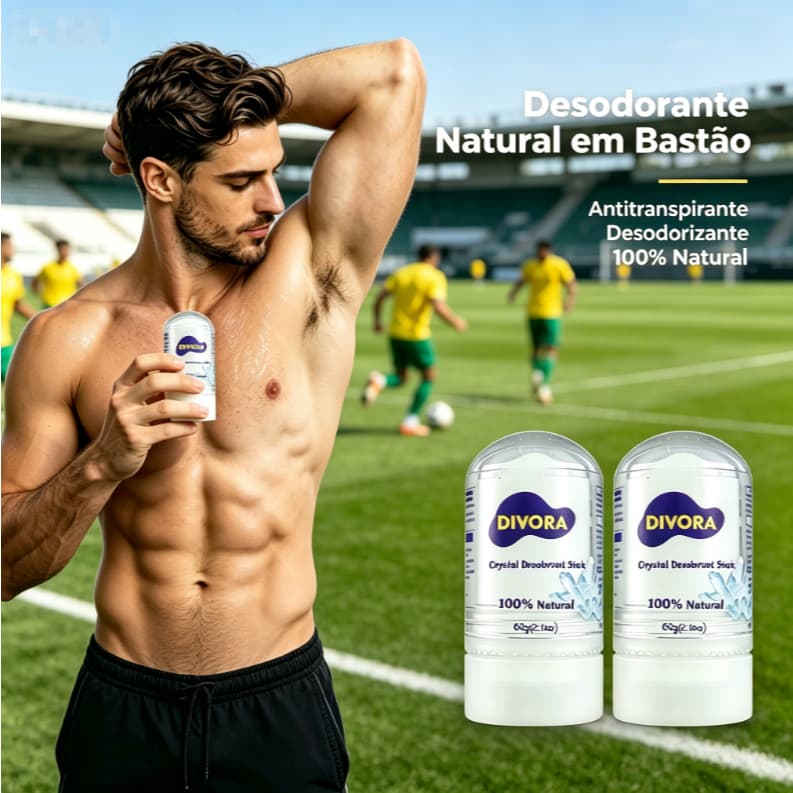 Desodorante em Pedra DIVORA 60g | Antitranspirante Natural 24h | Pele Seca e Sem Cola | Zero Alumínio, Zero Álcool
