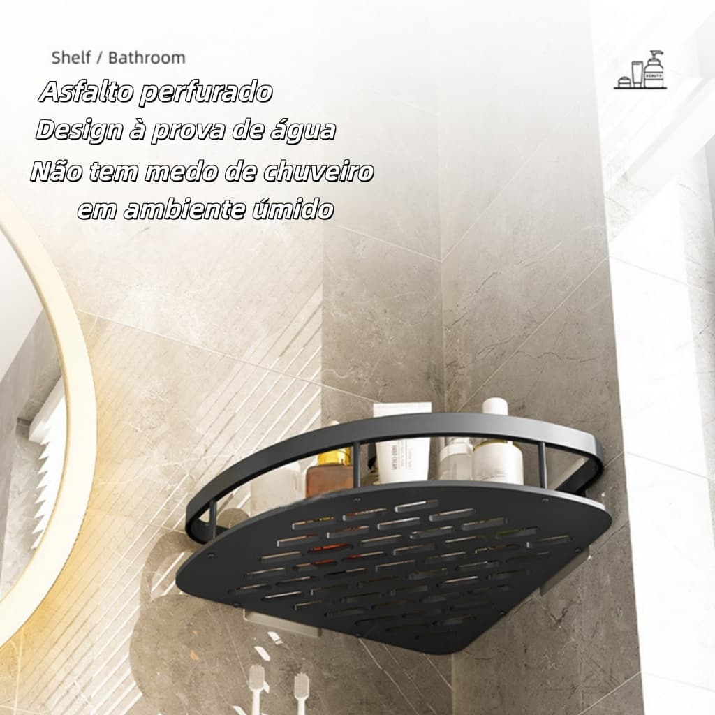 Kit 1 Prateleira Banheiro Sem Furo Alumínio Premium | Suporte Shampoo Sabonete | Fixação Adesiva