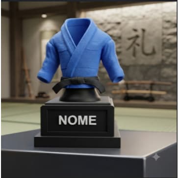 Troféu Kimono Jiu-Jitsu Personalizado com Nome - Presente Faixa Preta