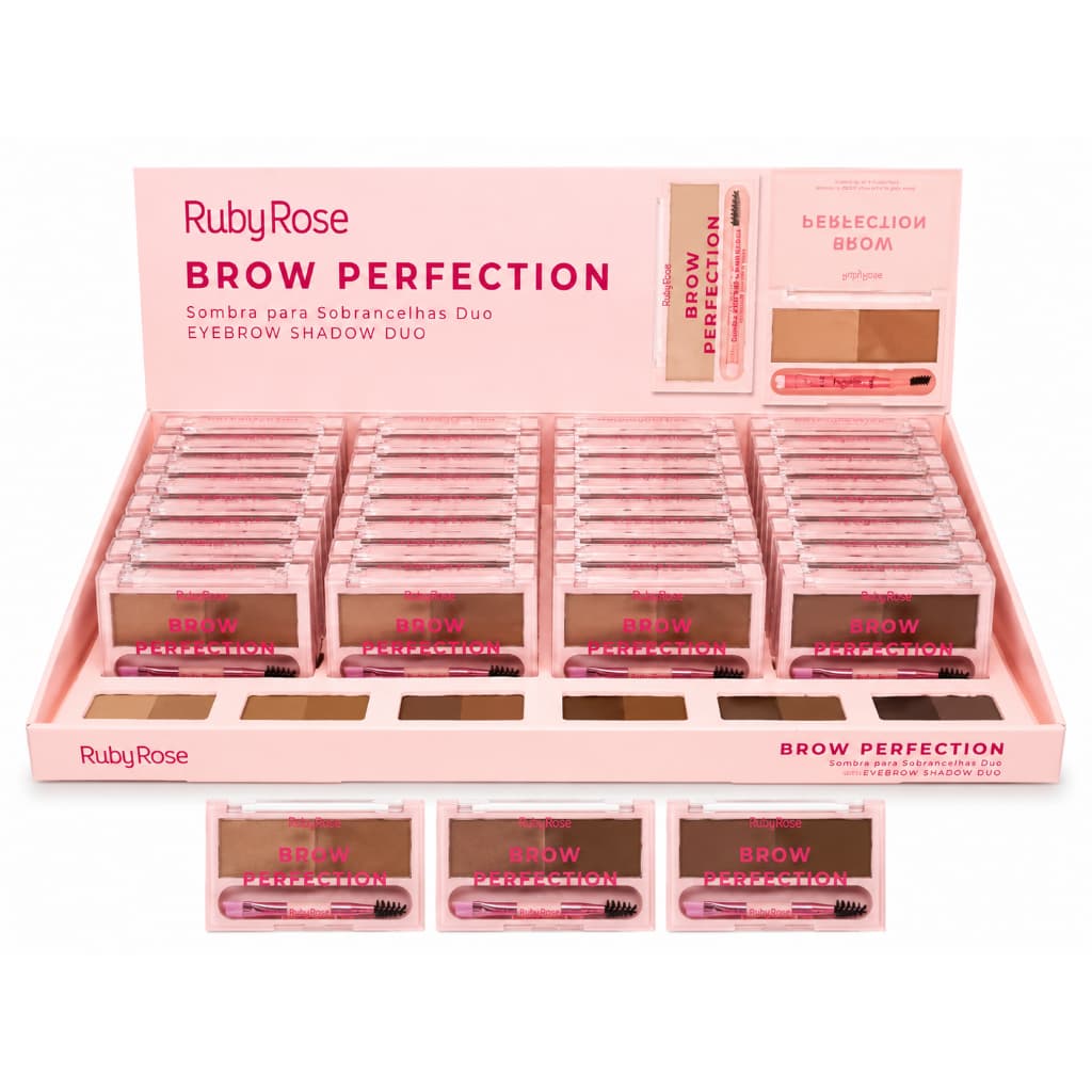 Box 36 Sombra de Sobrancelha Ruby Rose HBE2501 Duo Alta Pigmentação Definição e Preenchimento