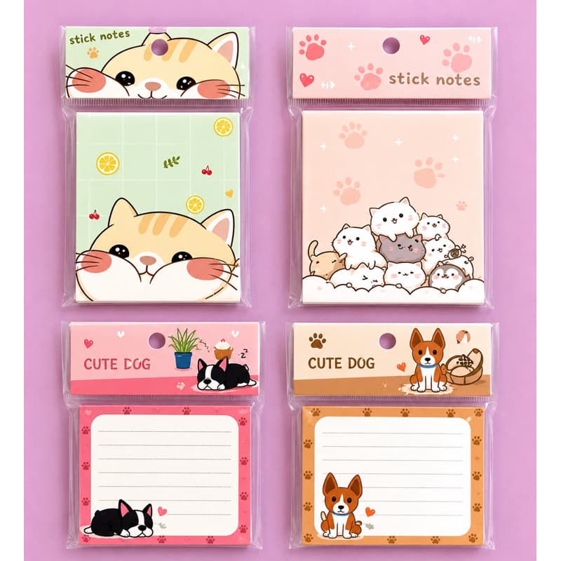Kit Bloco de Notas Adesivas Bichinhos Fofos | Sticky Notes Coloridos para Estudos, Planner e Agenda