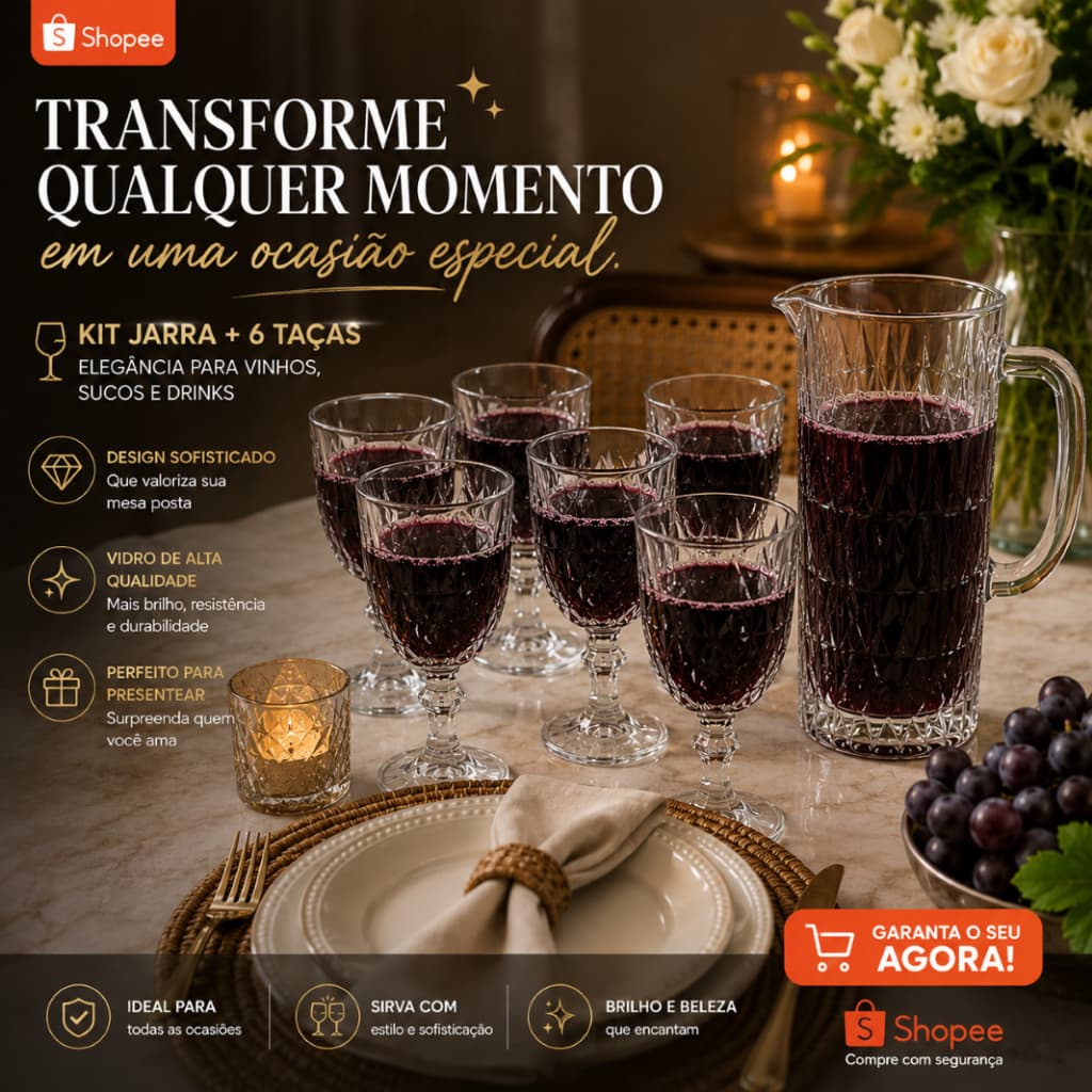 jogo de taças diamond com jarra