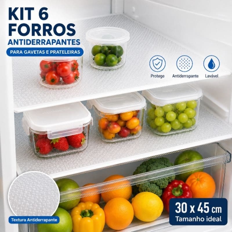 Forro Antiderrapante Para Gaveta Geladeira Guarda RoupasTransparente 30x45cm Evita Deslizamento em Superfícies