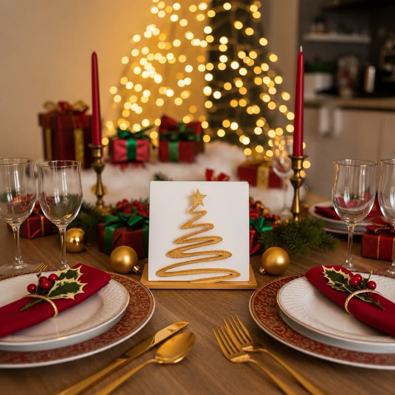 Porta Guardanapo Árvore de Natal Minimalista | Decoração para Mesa Posta Natalina - Casa