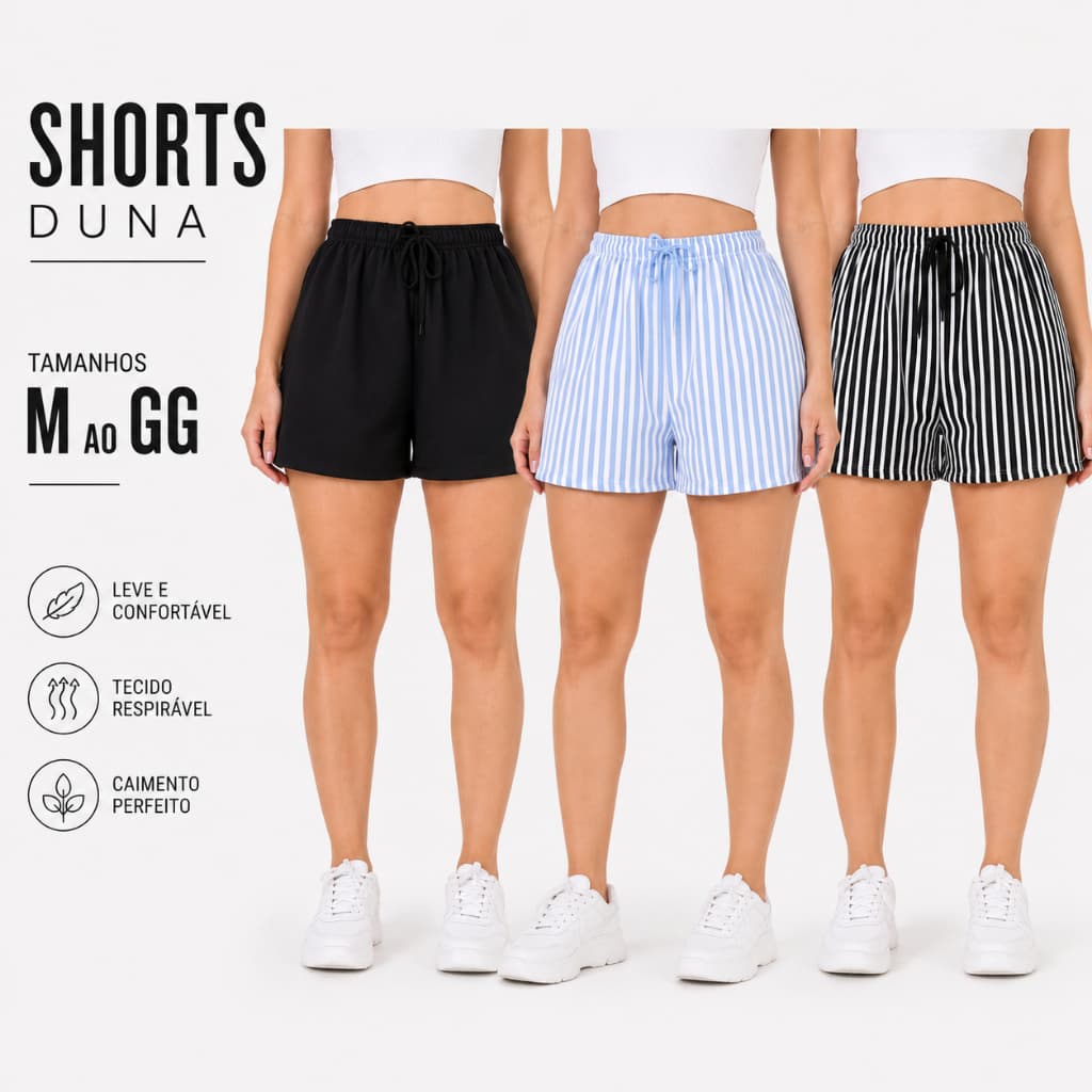 Short Feminino Confortável Duna Básico Premium pronta entrega