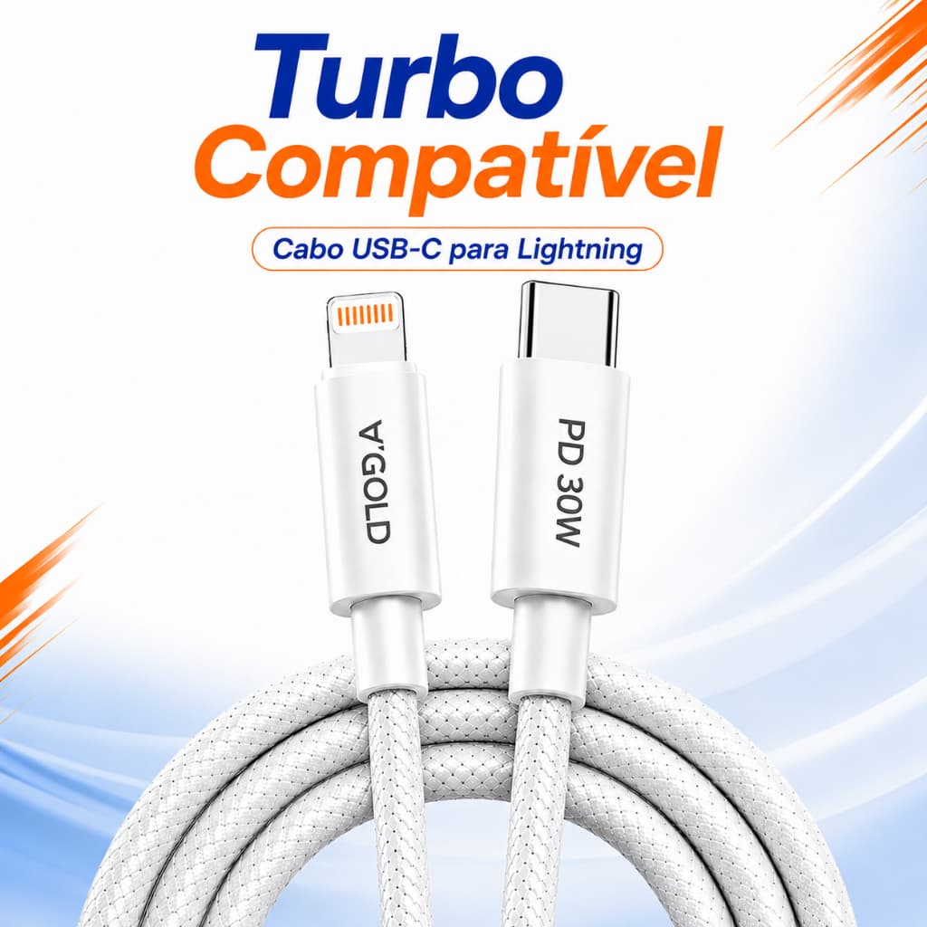 Cabo Para iPhone Lightning  Tipo C  30W 1M Revestido Nilon Trançado  Pro Max 14 13 12 11 XR