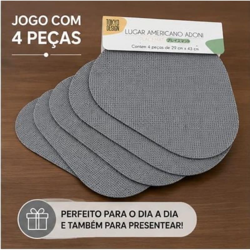 Jogo Americano Adoni 4 Peças 29x43 cm – Lugar Americano para mesa posta fácil de limpar |design moderno