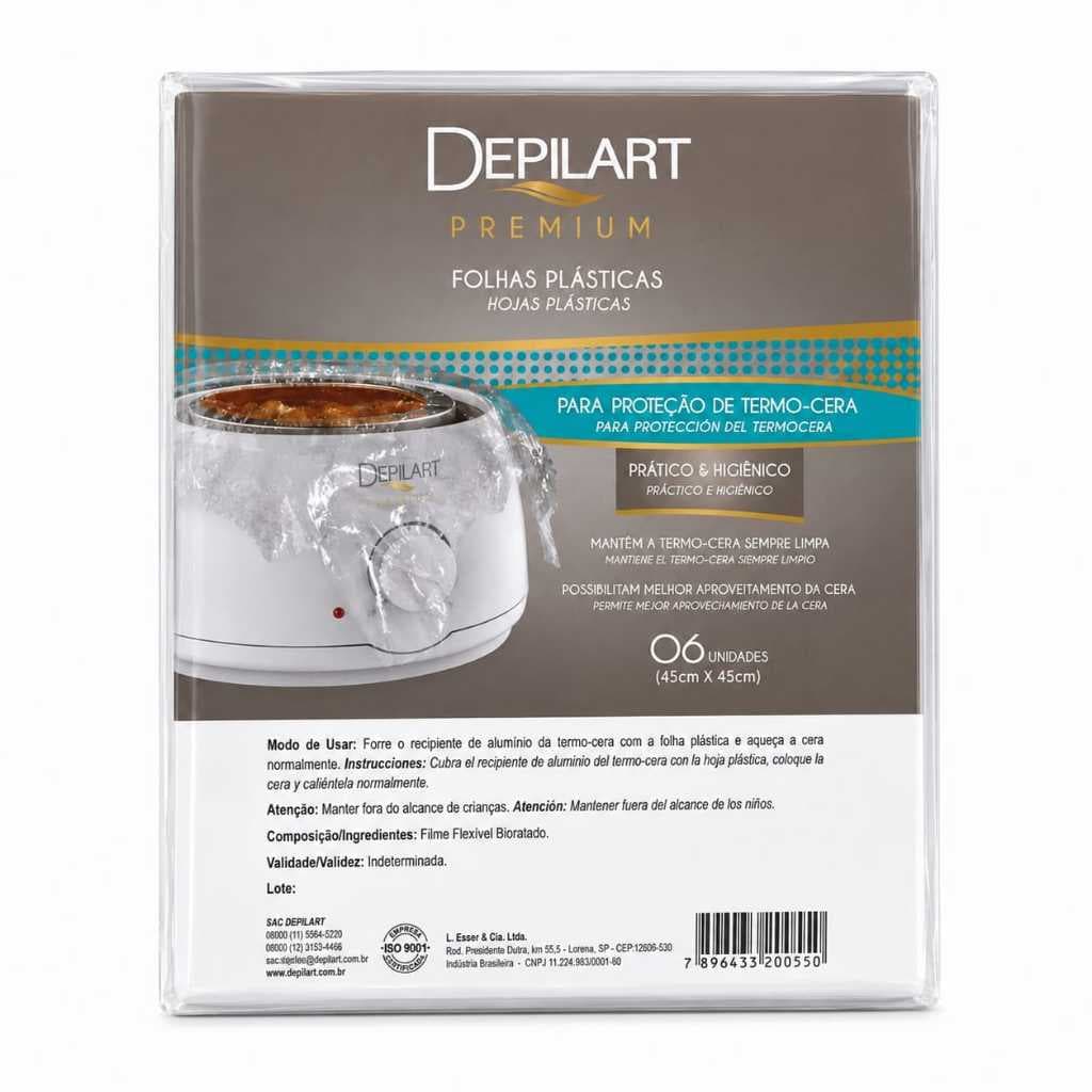 6 Folhas Plásticas para Termocera Depilart – Proteção, Higiene e Praticidade, Depilação Profissional