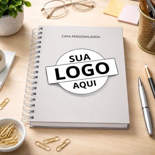 Kit Cadernos Personalizados Sua Arte Logo Empresa Logotipo Personalizado Capa Dura Loja Comercial