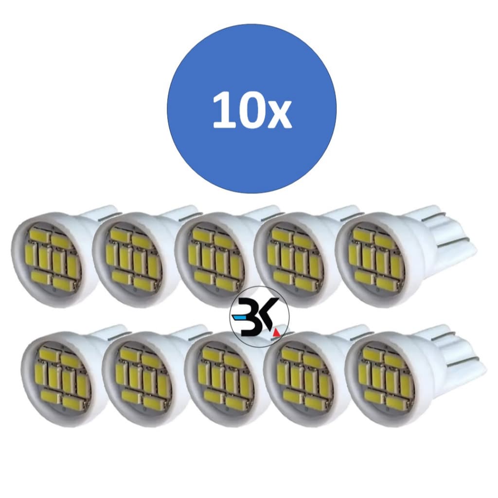 Kit 10 Lâmpadas Led Pingo T10 W5W 8 Led 12v 6000k Atacado