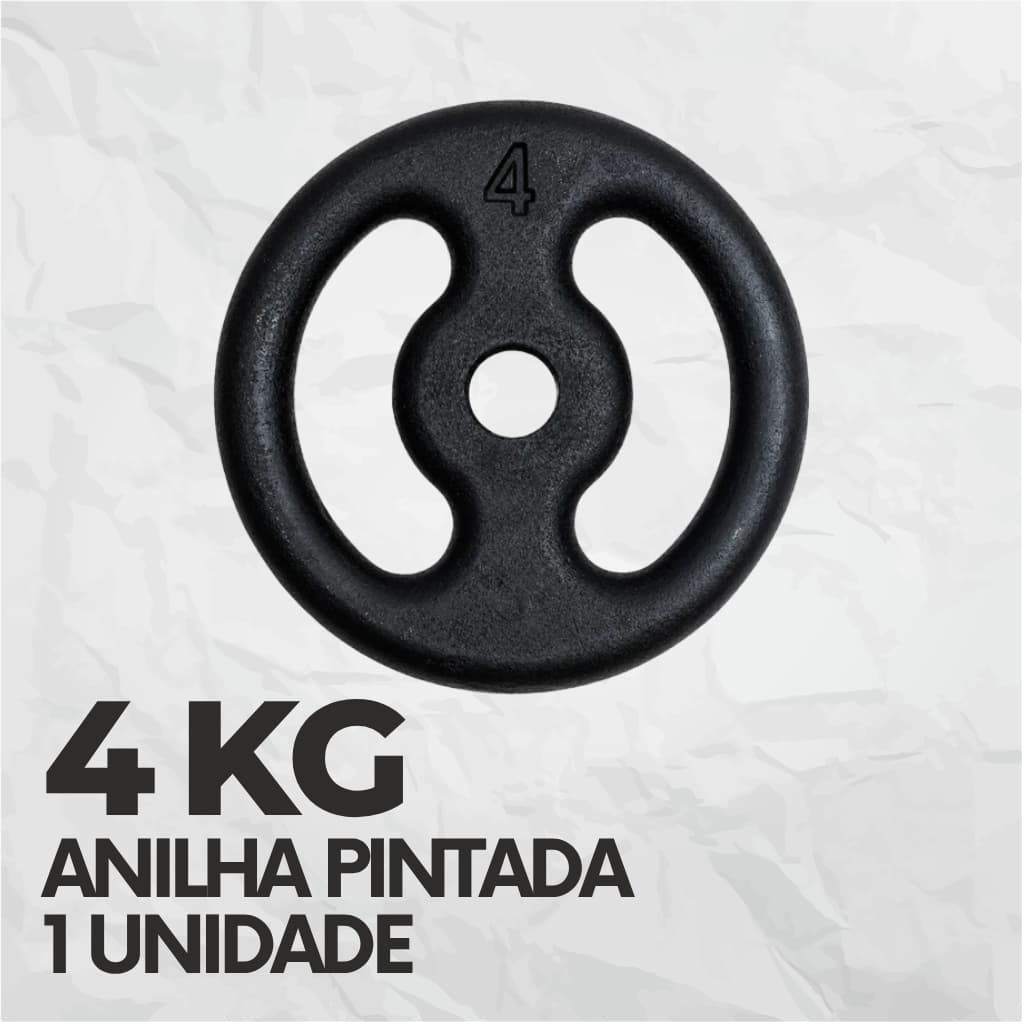 Anilha 4kg Ferro Fundido Pintada Peso de Academia Para Barra