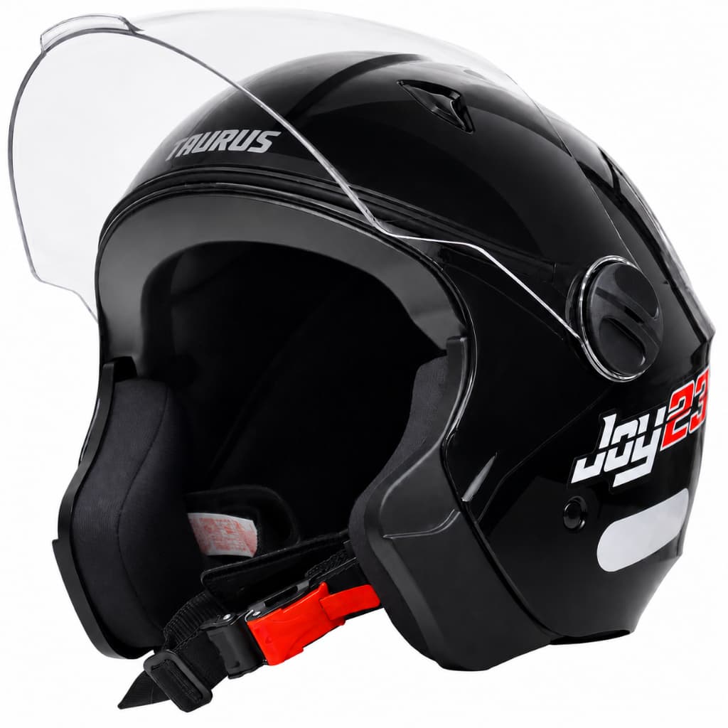 Capacete Moto Aberto Taurus Joy 23 Preto Brilhante Viseira Antirrisco 2mm Inmetro