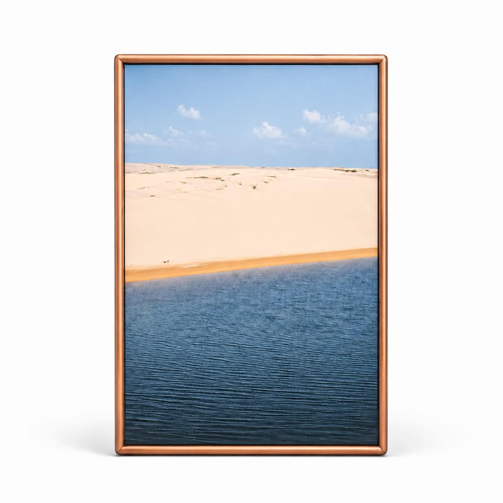 Quadro Decorativo Paisagem Dunas 60x80 Moldura Cobreada com Vidro