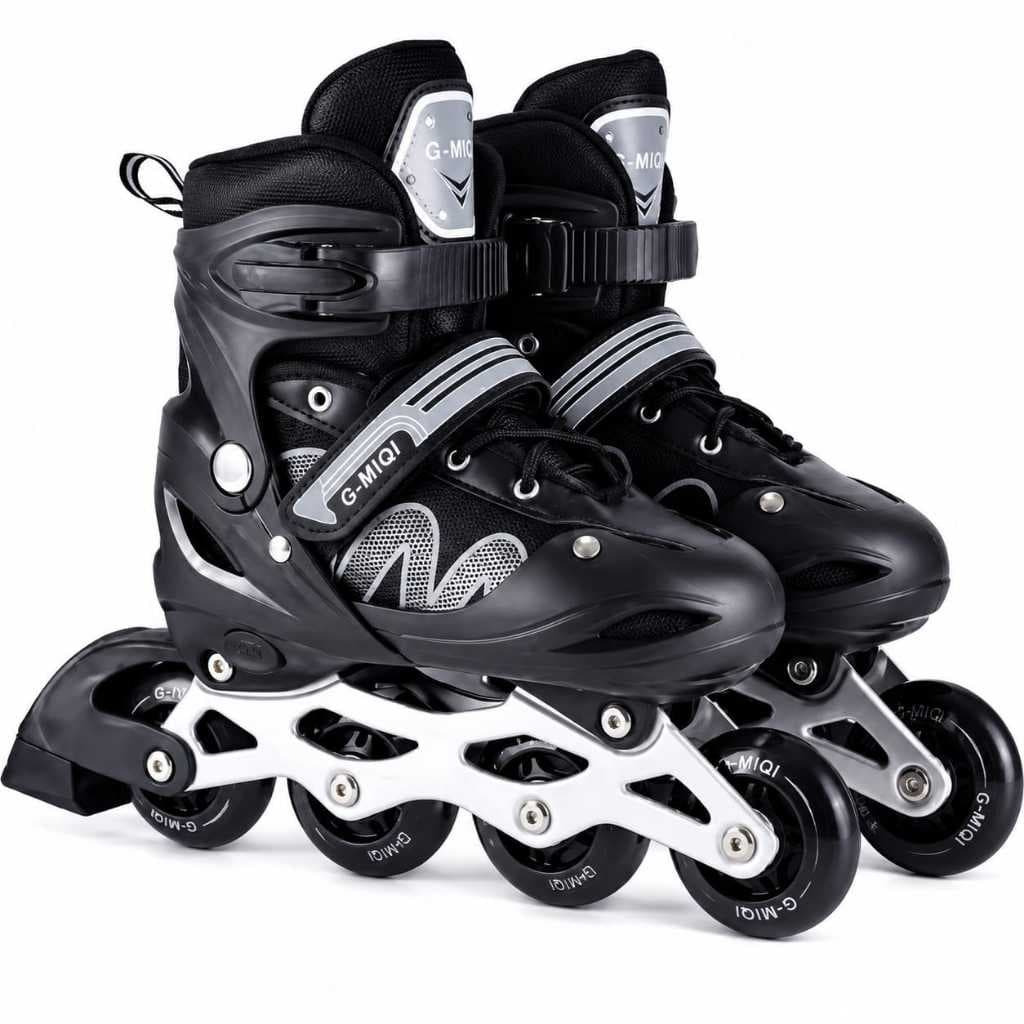 Patins In-line Roller Preto/Cinza 4 Rodas Regulável
