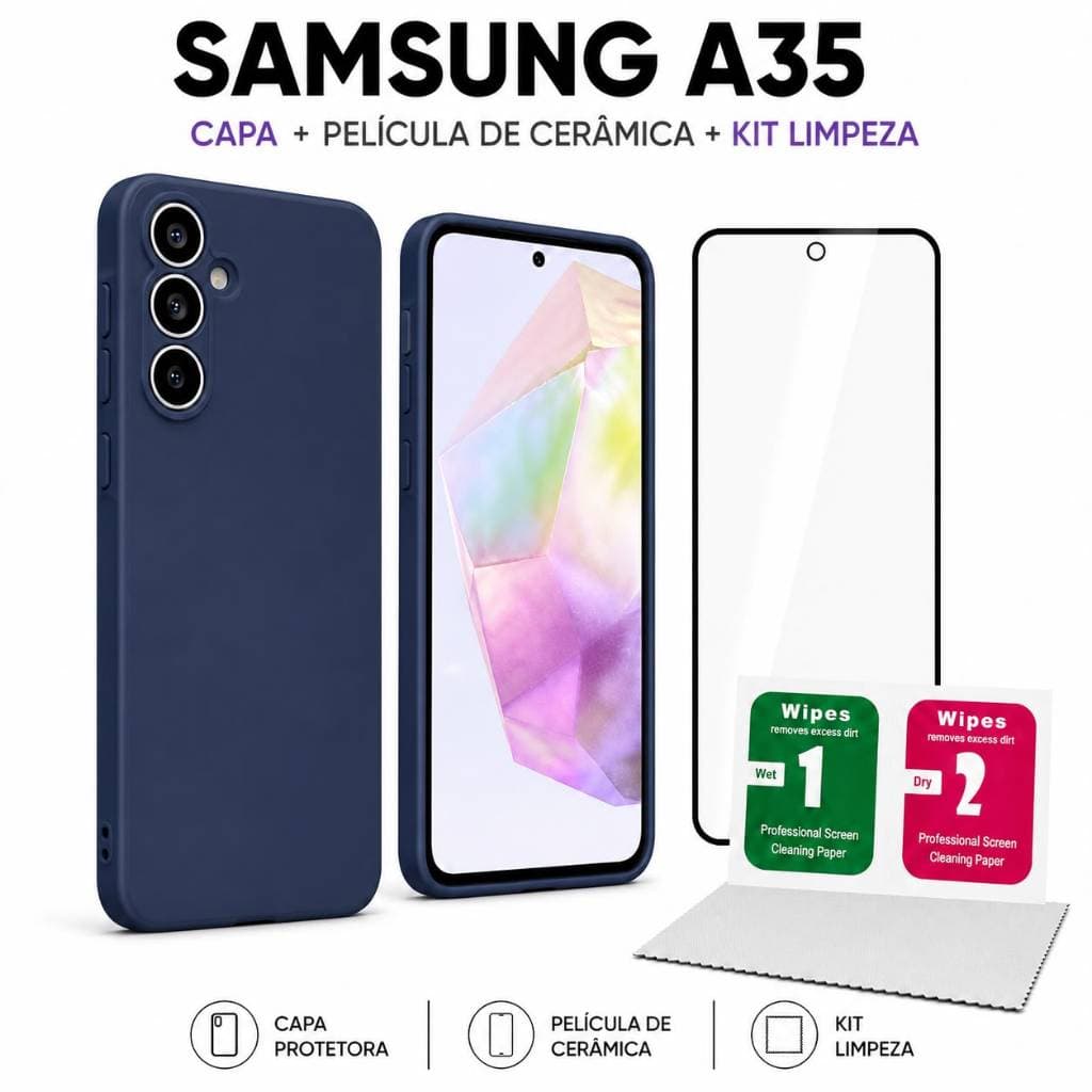 Samsung Galaxy A35 | Kit Capinha Premium + Película Cerâmica 9D