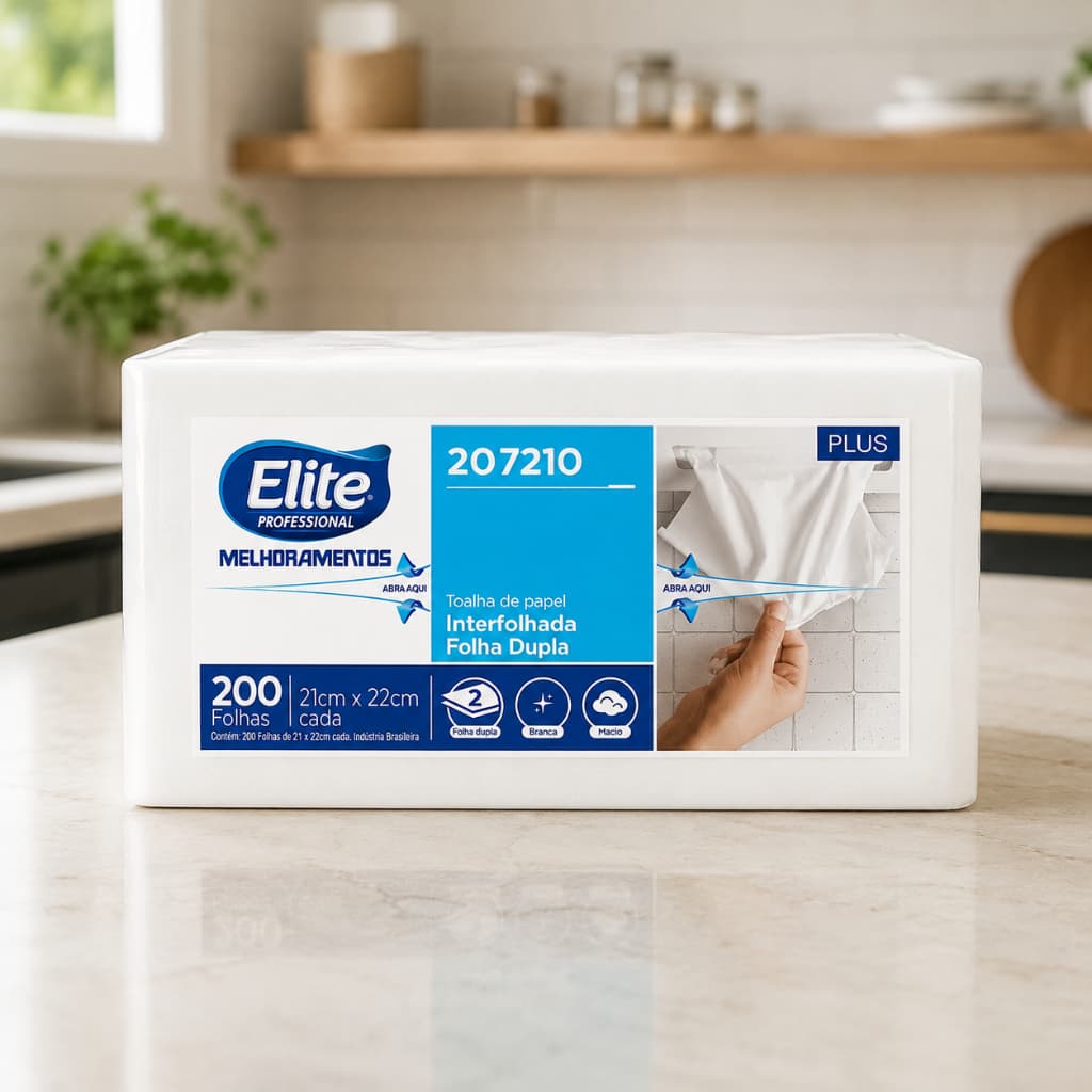 Kit 12/ 6 / 3 Papel Toalha Interfolhado Elite Folha Dupla 200 Folhas 21x22cm Alta Absorção Dispenser
