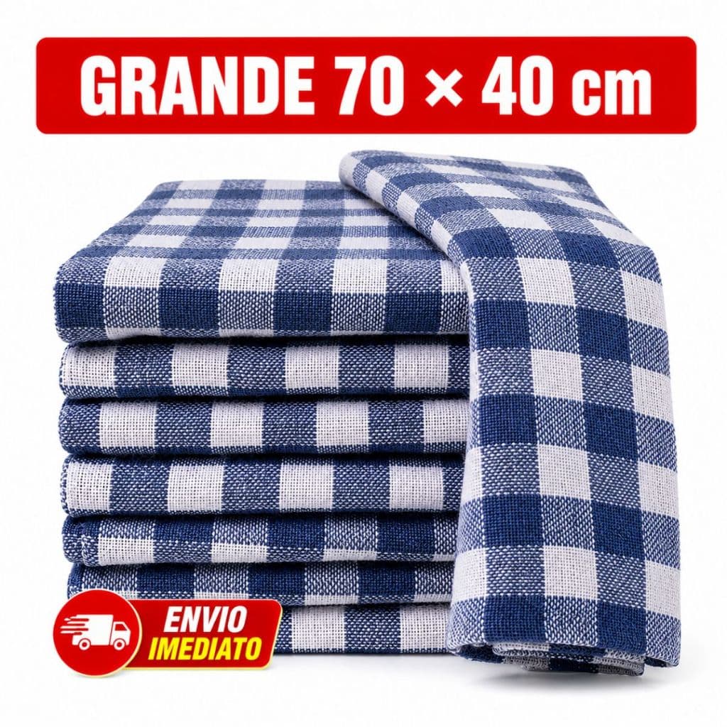 Kit Até 20 Panos de Chão Grande 70x40cm Xadrez 100% Algodão Saco Duplo Alta Absorção Atacado Limpeza